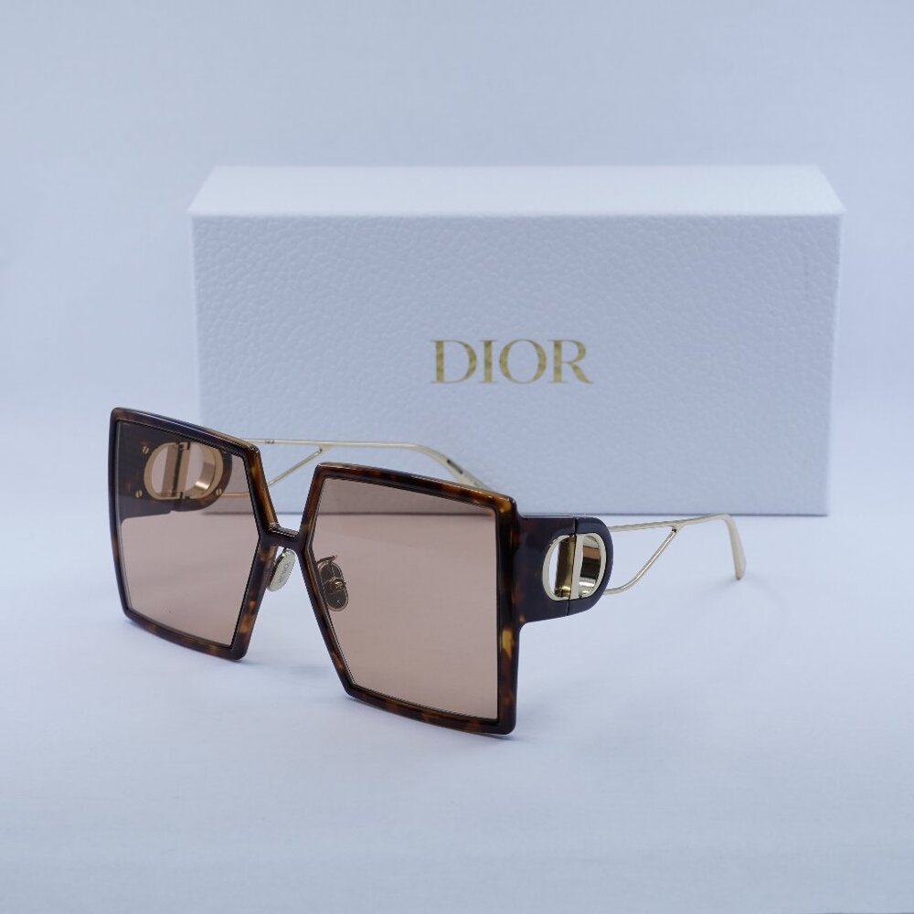 Dior 30MONTAIGNE SU 26L0 Square Sunglasses - Havana/Gold/Violet